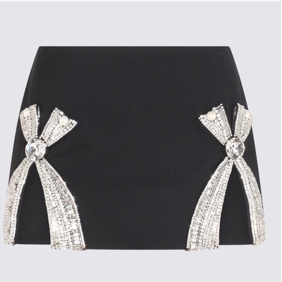 AREA NYC Black Deco Bow Slit Miniskirt - NWT- size 6 - Picture 9 of 17